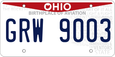 OH license plate GRW9003