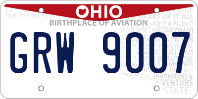 OH license plate GRW9007