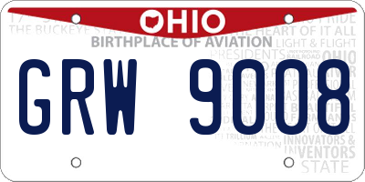 OH license plate GRW9008