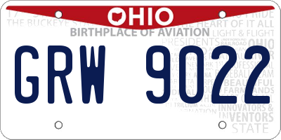 OH license plate GRW9022