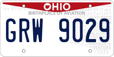 OH license plate GRW9029