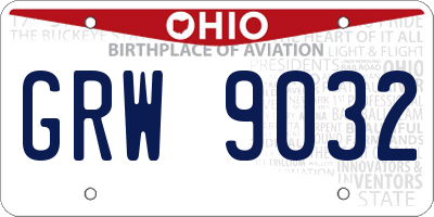OH license plate GRW9032
