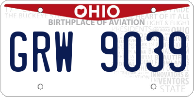 OH license plate GRW9039