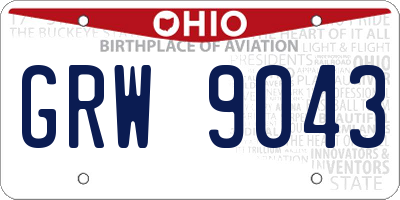 OH license plate GRW9043