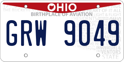 OH license plate GRW9049