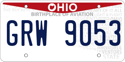 OH license plate GRW9053
