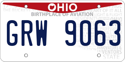 OH license plate GRW9063