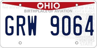OH license plate GRW9064
