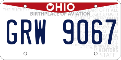 OH license plate GRW9067