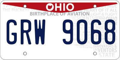 OH license plate GRW9068