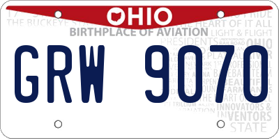 OH license plate GRW9070