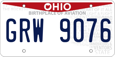 OH license plate GRW9076