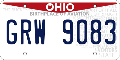 OH license plate GRW9083