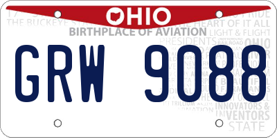 OH license plate GRW9088