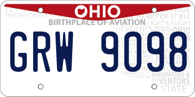 OH license plate GRW9098
