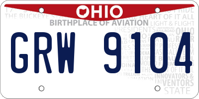 OH license plate GRW9104