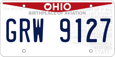 OH license plate GRW9127