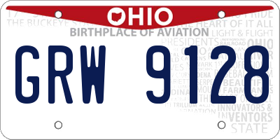 OH license plate GRW9128