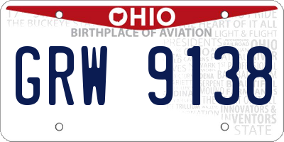 OH license plate GRW9138