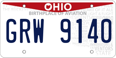 OH license plate GRW9140