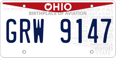 OH license plate GRW9147