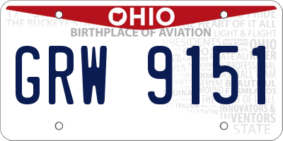 OH license plate GRW9151
