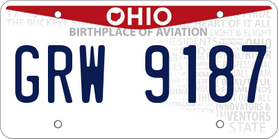 OH license plate GRW9187