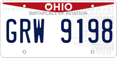 OH license plate GRW9198
