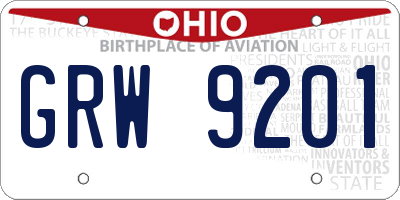 OH license plate GRW9201