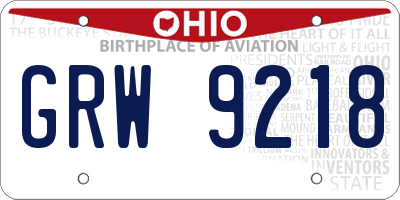 OH license plate GRW9218
