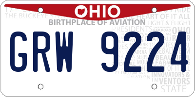 OH license plate GRW9224