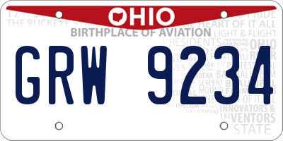 OH license plate GRW9234