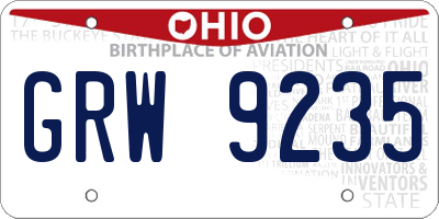 OH license plate GRW9235