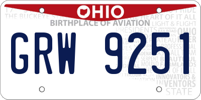OH license plate GRW9251