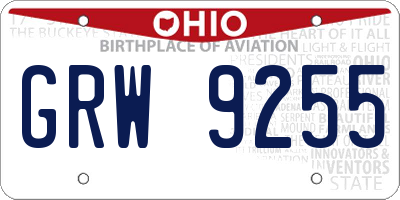 OH license plate GRW9255