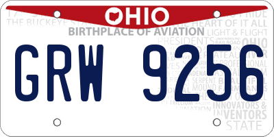 OH license plate GRW9256