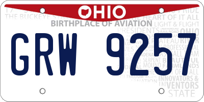 OH license plate GRW9257