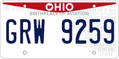 OH license plate GRW9259