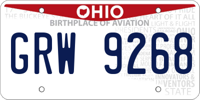 OH license plate GRW9268