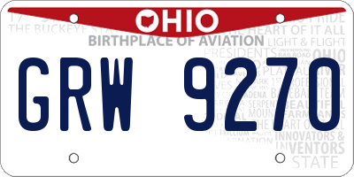 OH license plate GRW9270