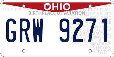 OH license plate GRW9271