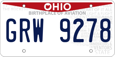 OH license plate GRW9278