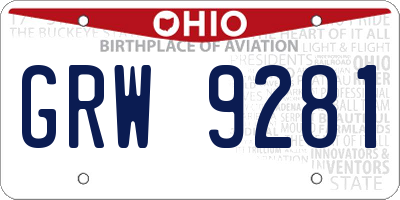 OH license plate GRW9281