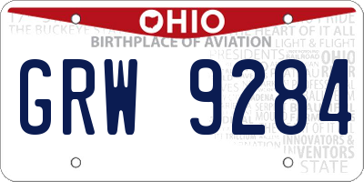 OH license plate GRW9284
