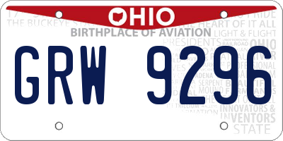 OH license plate GRW9296