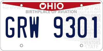 OH license plate GRW9301