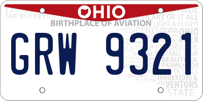 OH license plate GRW9321