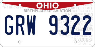 OH license plate GRW9322