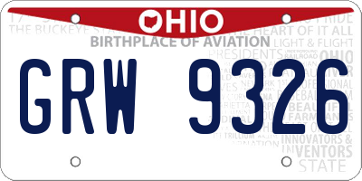 OH license plate GRW9326