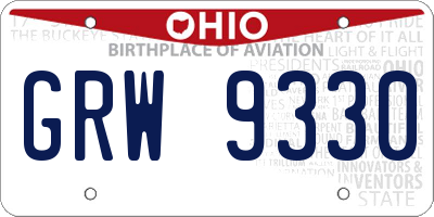 OH license plate GRW9330